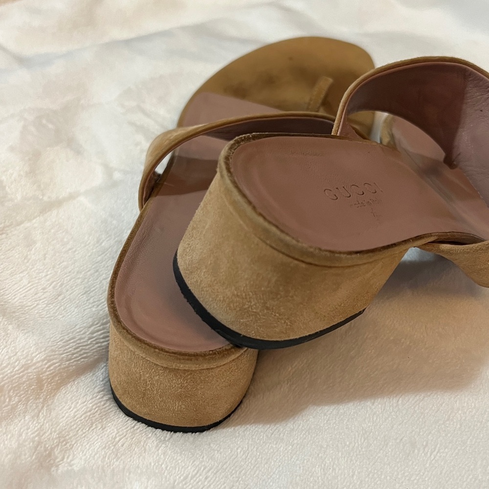 Gucci Brown Leather Sandals with Silver Accents size 39 - Picture 3 of 8
